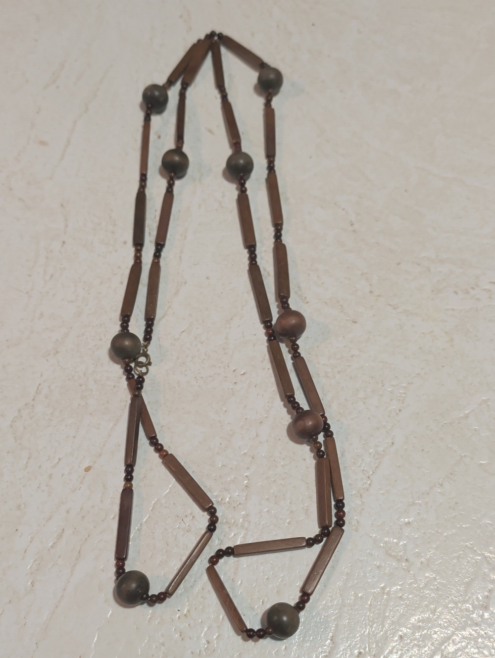 Classic Brown Beaded Long Necklace - Unbranded